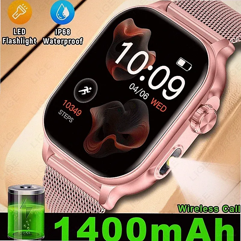 Bluetooth Sport Smartwatch für Damen Frauen 1400mAh Fitness Tracker Wasserdicht