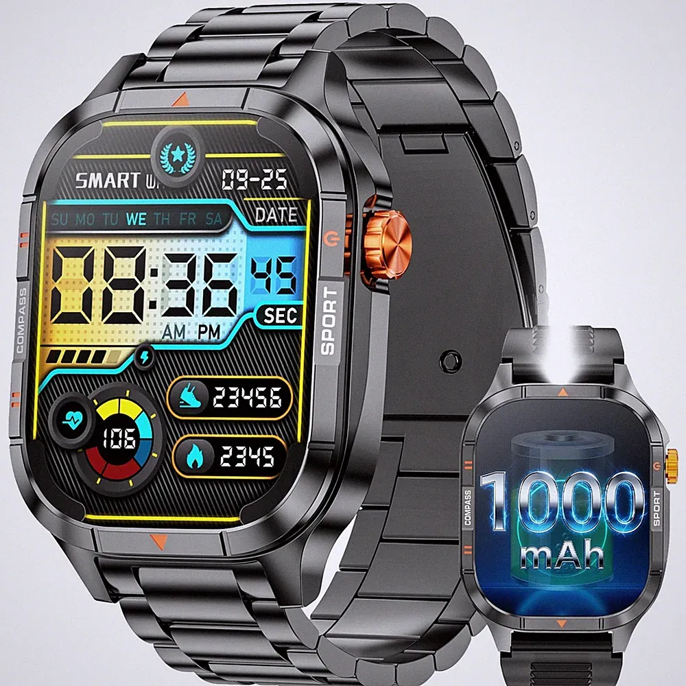 Bluetooth Sport Smartwatch für Herren Damen 1000mAh Akku Fitness Tracker Uhr