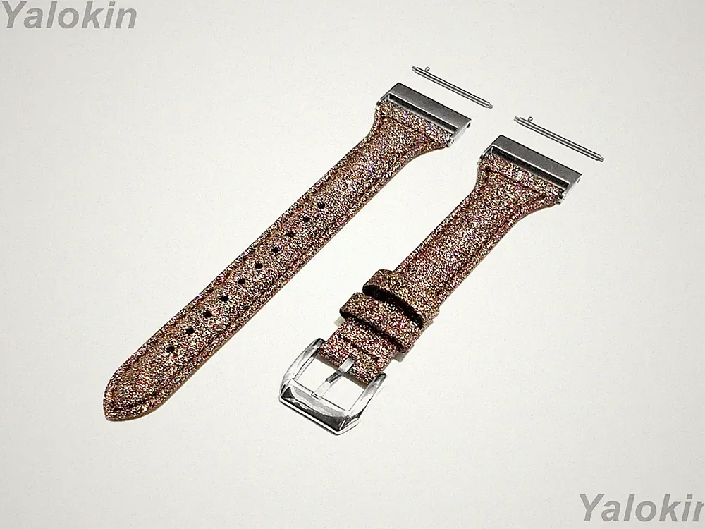 Brown Glitter Slim Leder Band für Garmin Venu X1 Fitness Smartwatch -A24B22