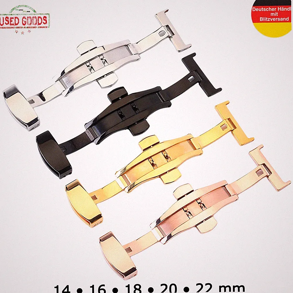 Butterfly Faltschließe Edelstahl für Uhrenarmband 14 16 18 20 22 mm Schließe Uhr