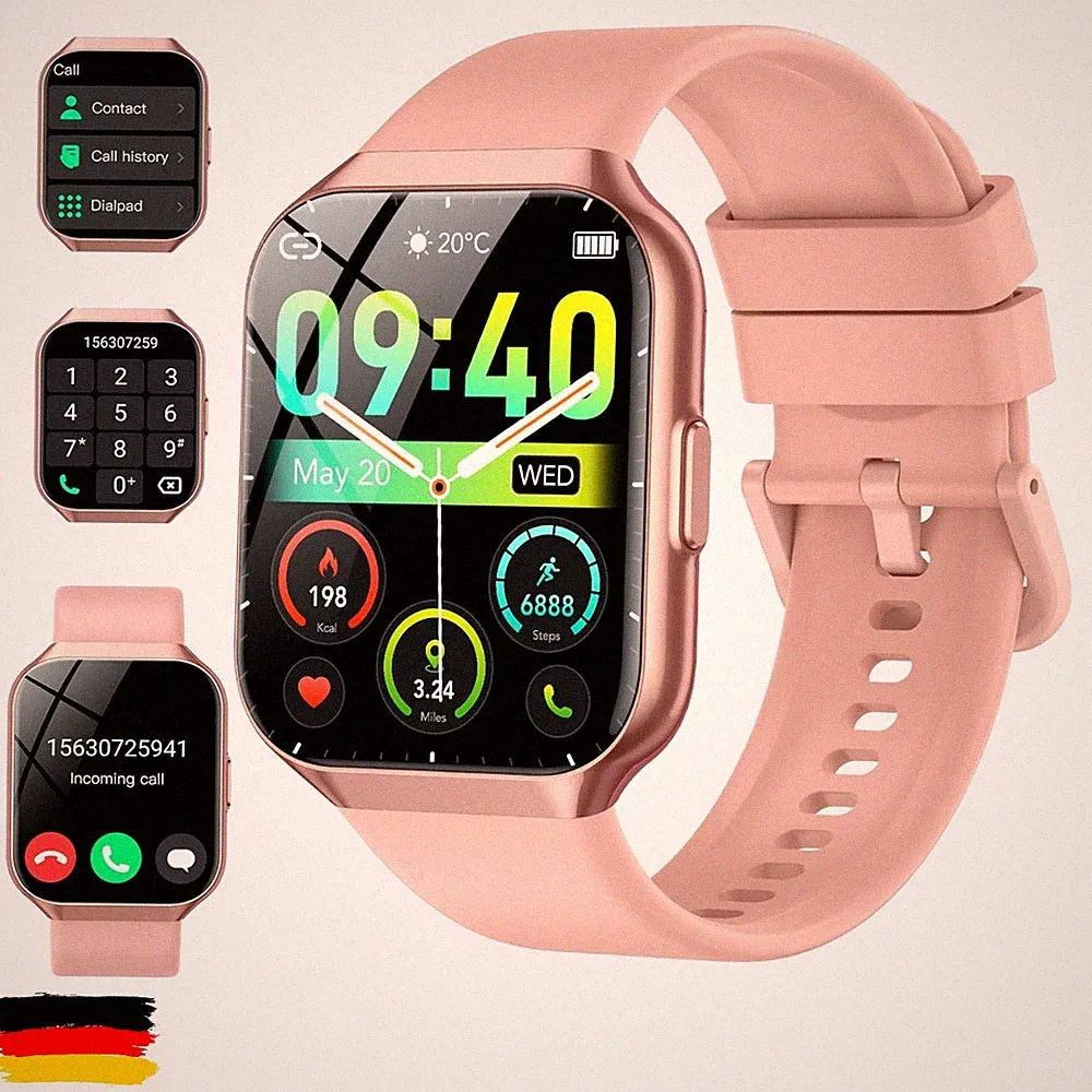 CASCHO Smartwatch Damen Herren mit Telefonfunktion, 1,96" Zoll TouchscreenWir...