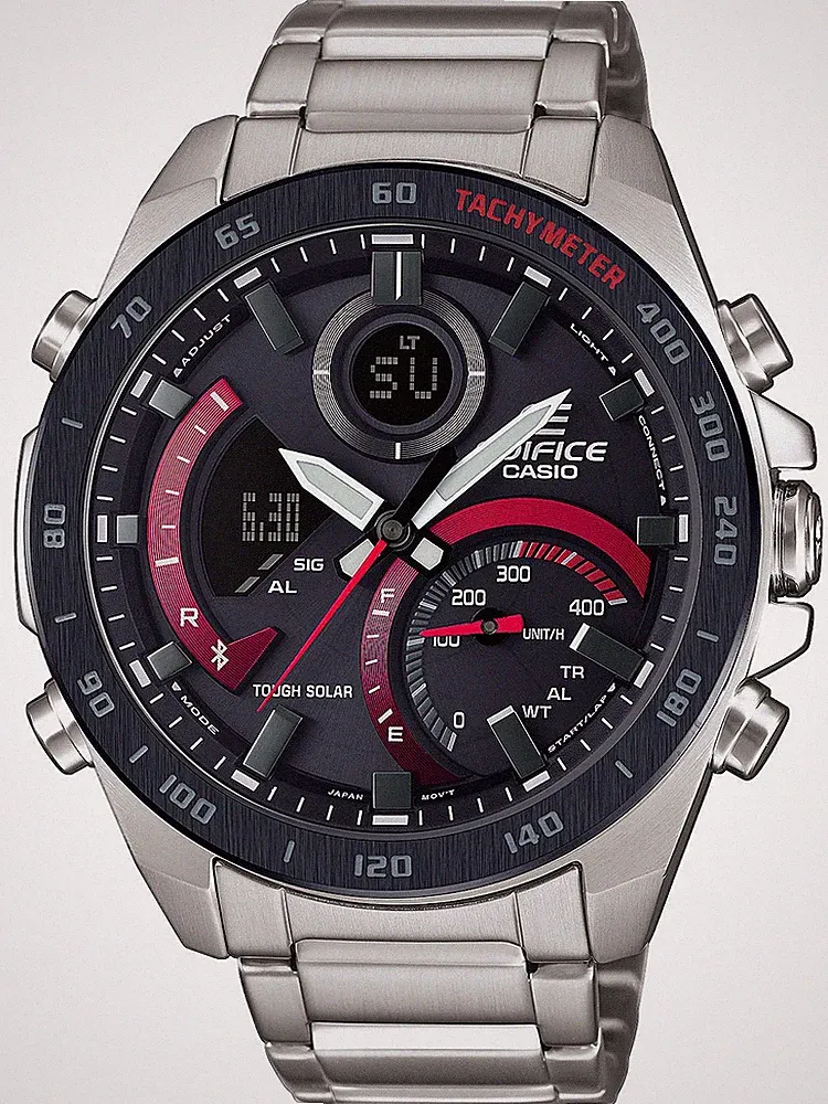 Casio ECB-900DB-1AER Edifice Solar 46mm Smartwatch Quarz Herren Schwarz Silbe...