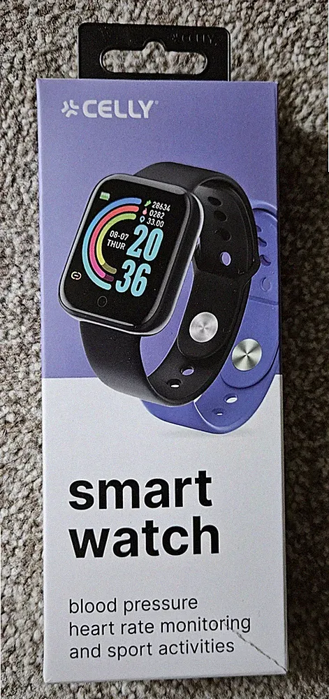 Celly Trainerbeat Smartwatch Schwarz Violett Neu Unbenutzt Fitnesstracker Herzfrequenz