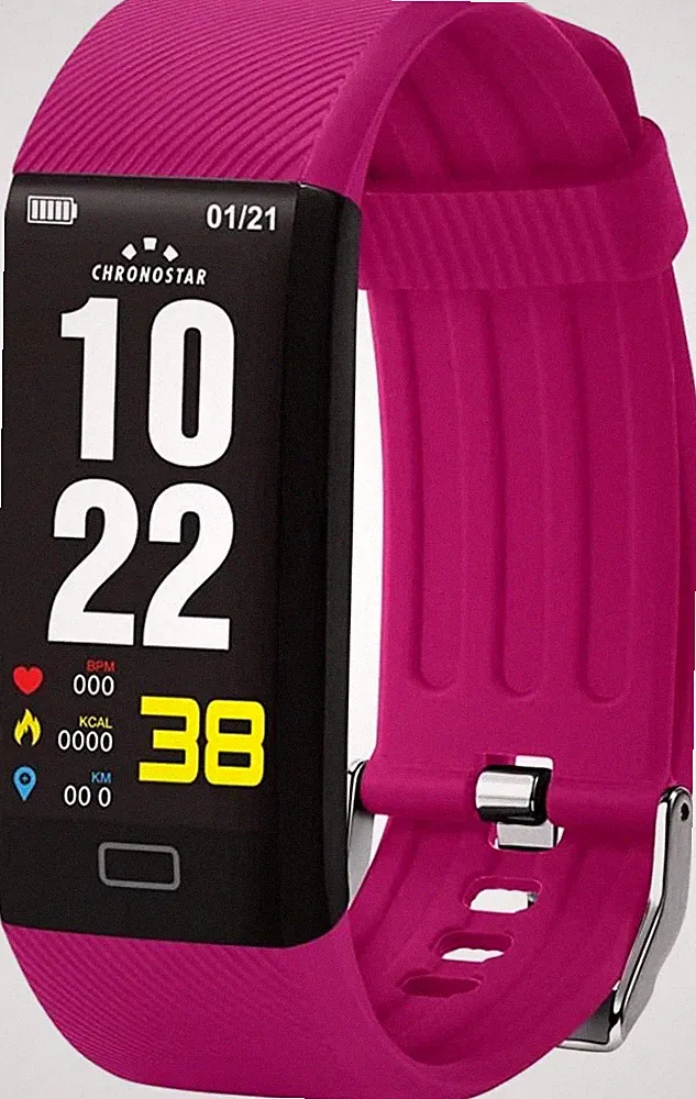 Chronostar C-SMART Smartwatch Uhr Neu 30 m 3 ATM Rosa Schwarz Kautschuk Akku
