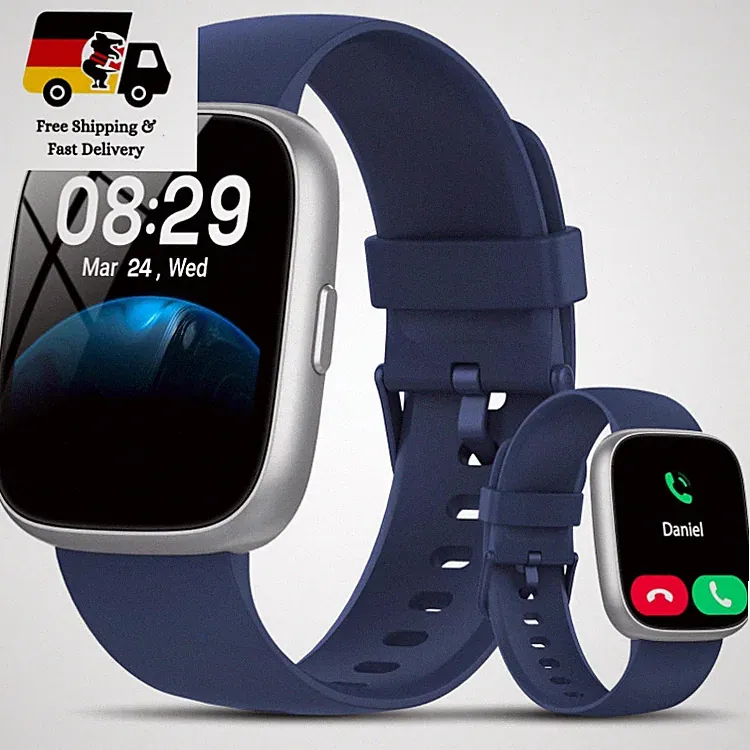 Cillso Smartwatch IDW26 mit Alexa, 1,83 Zoll HD, Bluetooth, Blau, 120 Sportmodi