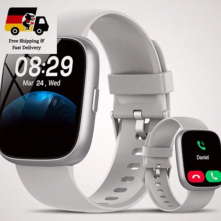 Cillso Smartwatch IDW26 mit Alexa und Telefonfunktion, 1,83 Zoll HD, Grau