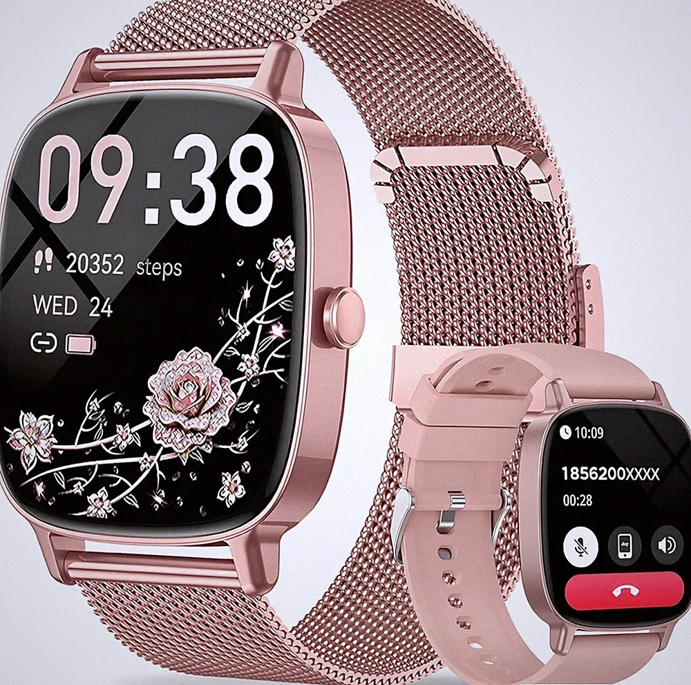 coioc Smartwatch Damen mit Telefonfunktion, 1.85 Zoll HD Fitnessuhr, 120