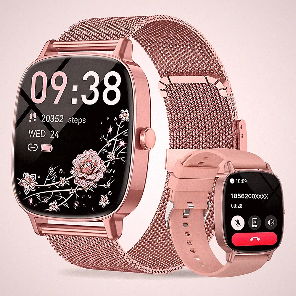 coioc Smartwatch Damen mit Telefonfunktion, 1.85 Zoll HD VollTouchscreen Fitn...
