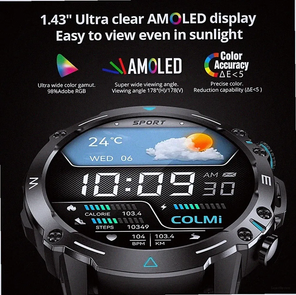 COLMI M42 Smartwatch, 1,43-Zoll-AMOLED-Display, Always-On-Display