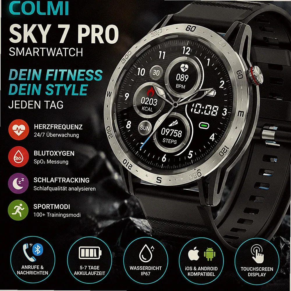 COLMI Sky 7 Pro Smartwatch Fitness Tracker iOS Android Herzfrequenz SpO2