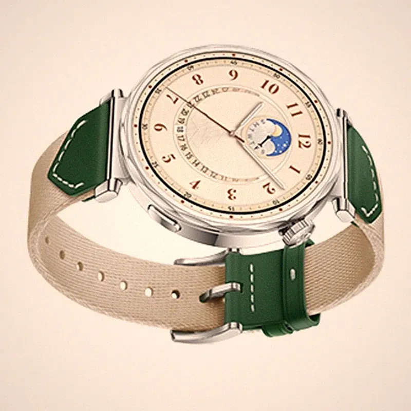 Comfortable Leather & Nylon Band Secure Fit Watch Strap for GT5 18mm Smartwatch