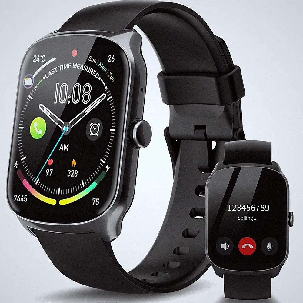 Csasan Smartwatch 1,95" HD Display, Telefonfunktion, 110 Modi, IP68 Schwarz
