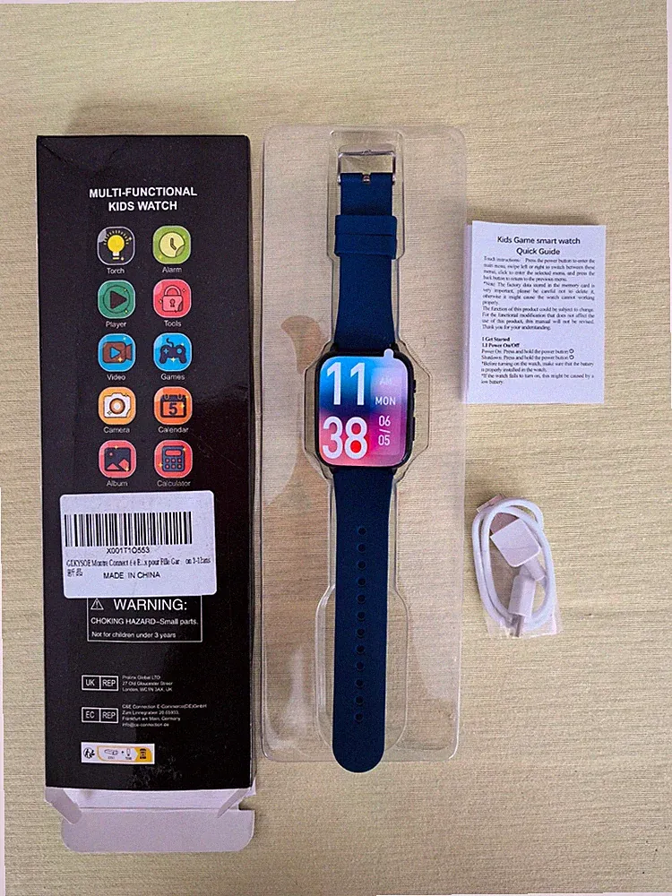 D10 Kinder Smartwatch mit 10 Hörbücher, 26 Spiele (Blau) -Ausgepackt! aber neu!