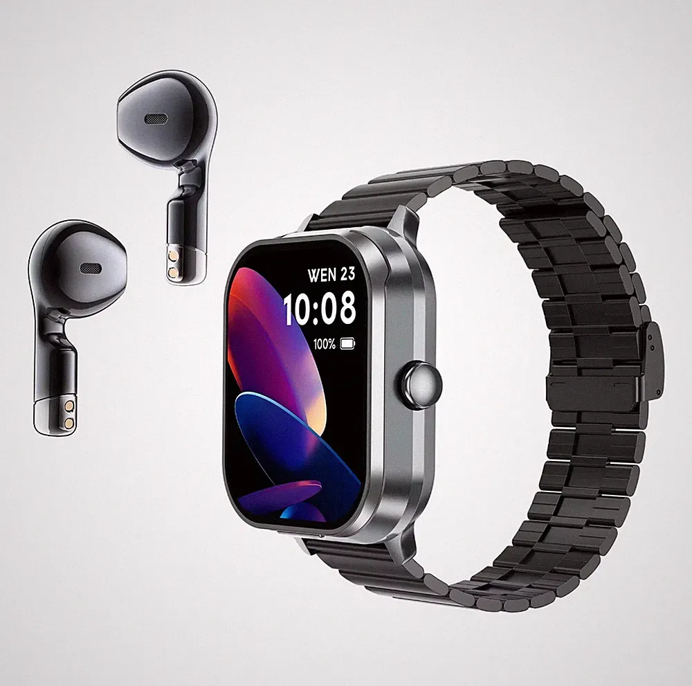 D8Pro 2-in-Herren Smartwatch mit Bluetooth Kopfhörern, 2,01 Zoll BT-Musik