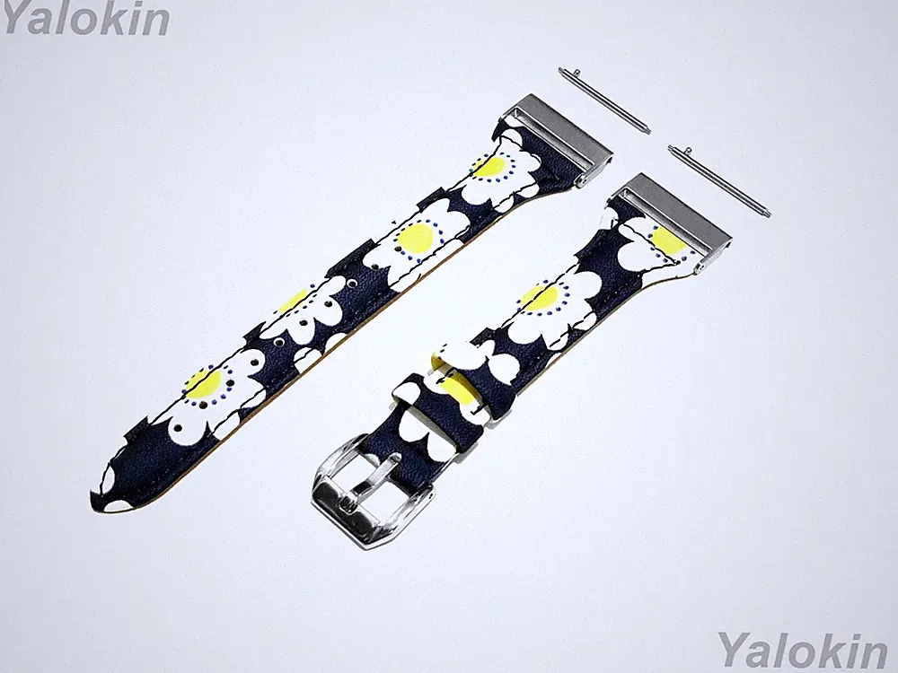 Daisy Blumenmuster Slim Leder Band für Garmin Venu X1 Fitness Smartwatch -A24B22