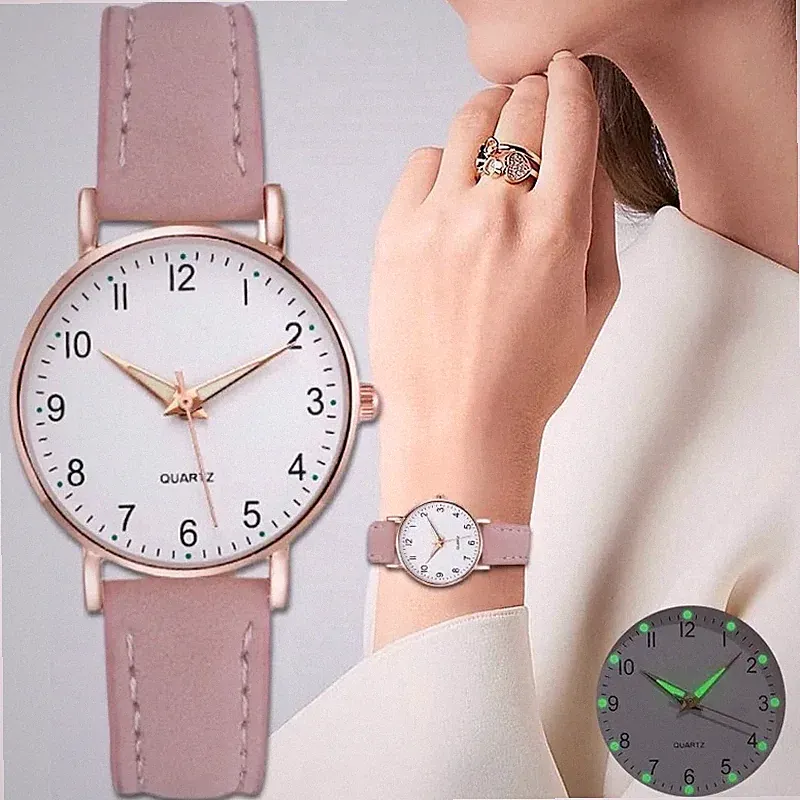 Damen Leder Quarz Uhr Mode Luxus Hintergrundbeleuchtung Armbanduhr