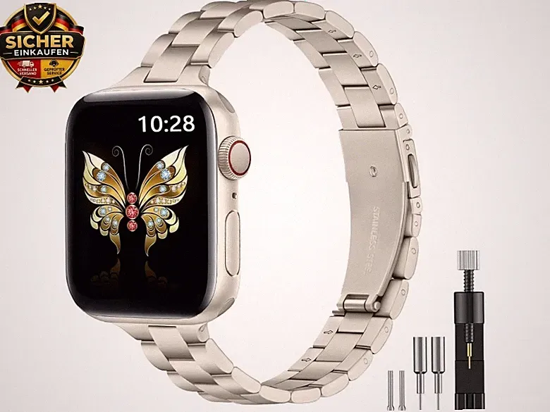 Damen Schlankes Metallarmband Kompatibel mit iWatch Armband 38mm 40mm 41mm 42mm