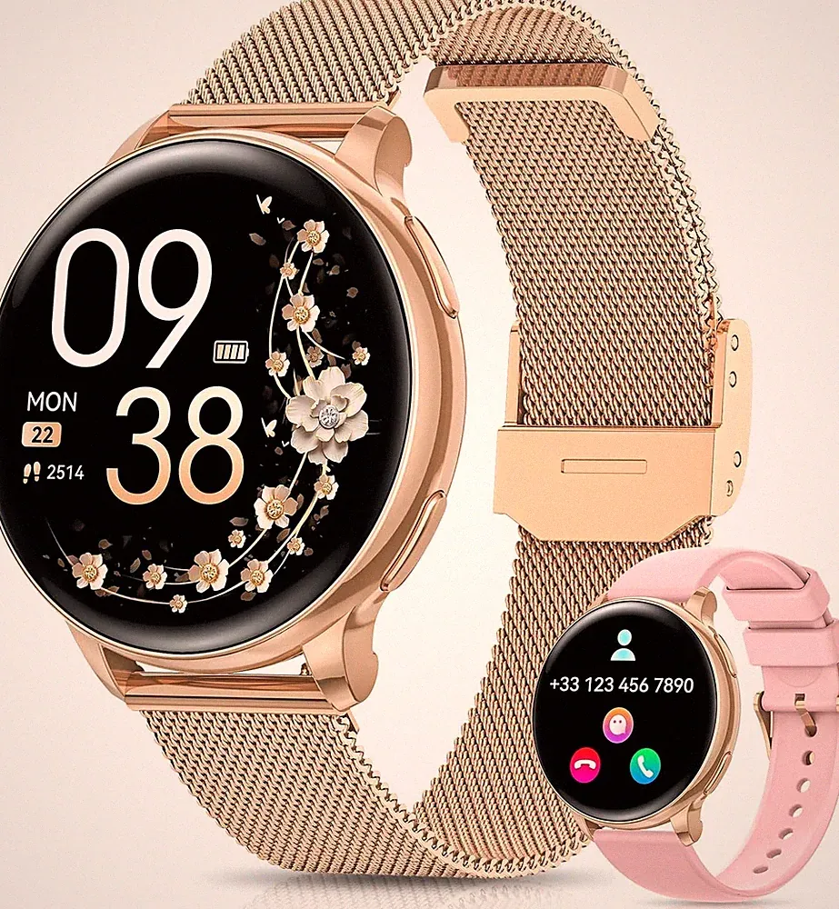 Damen-Smartwatch 1,27" Display – 120+ Sportmodi – Zyklus-Tracking – Herz/SpO2