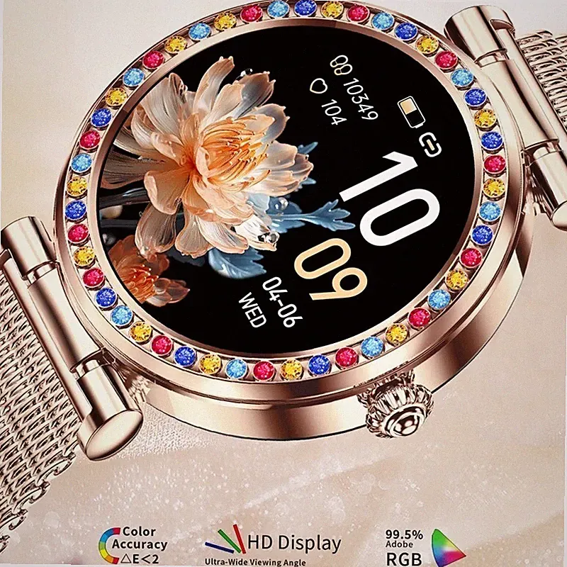 Damen Smartwatch - Anrufe & Herzfrequenz / 100 Sportmodi / IP67 wasserdicht