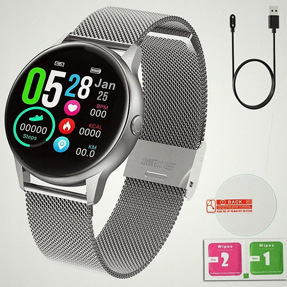 Damen Smartwatch DT88 Pro Silber, Bluetooth 5.0, 1,3" HD, IP67, WearPro, Herzfre