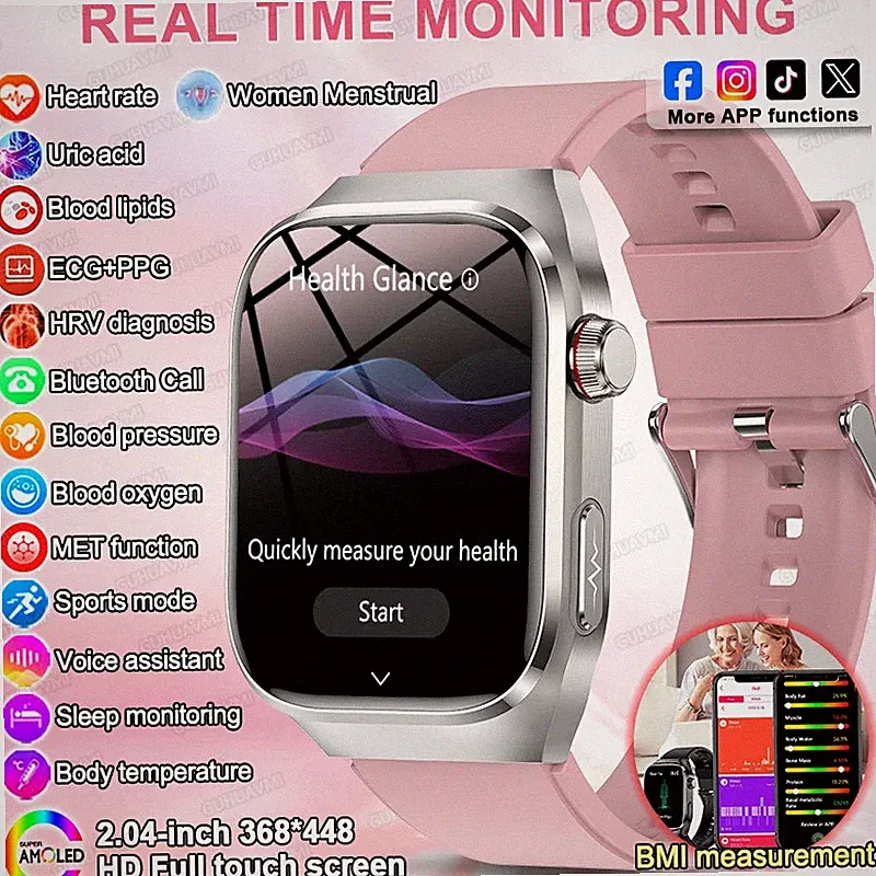 Damen Smartwatch Fitness Tracker mit BMI EKG Herzfrequenz Blutsauerstoff Schlaf