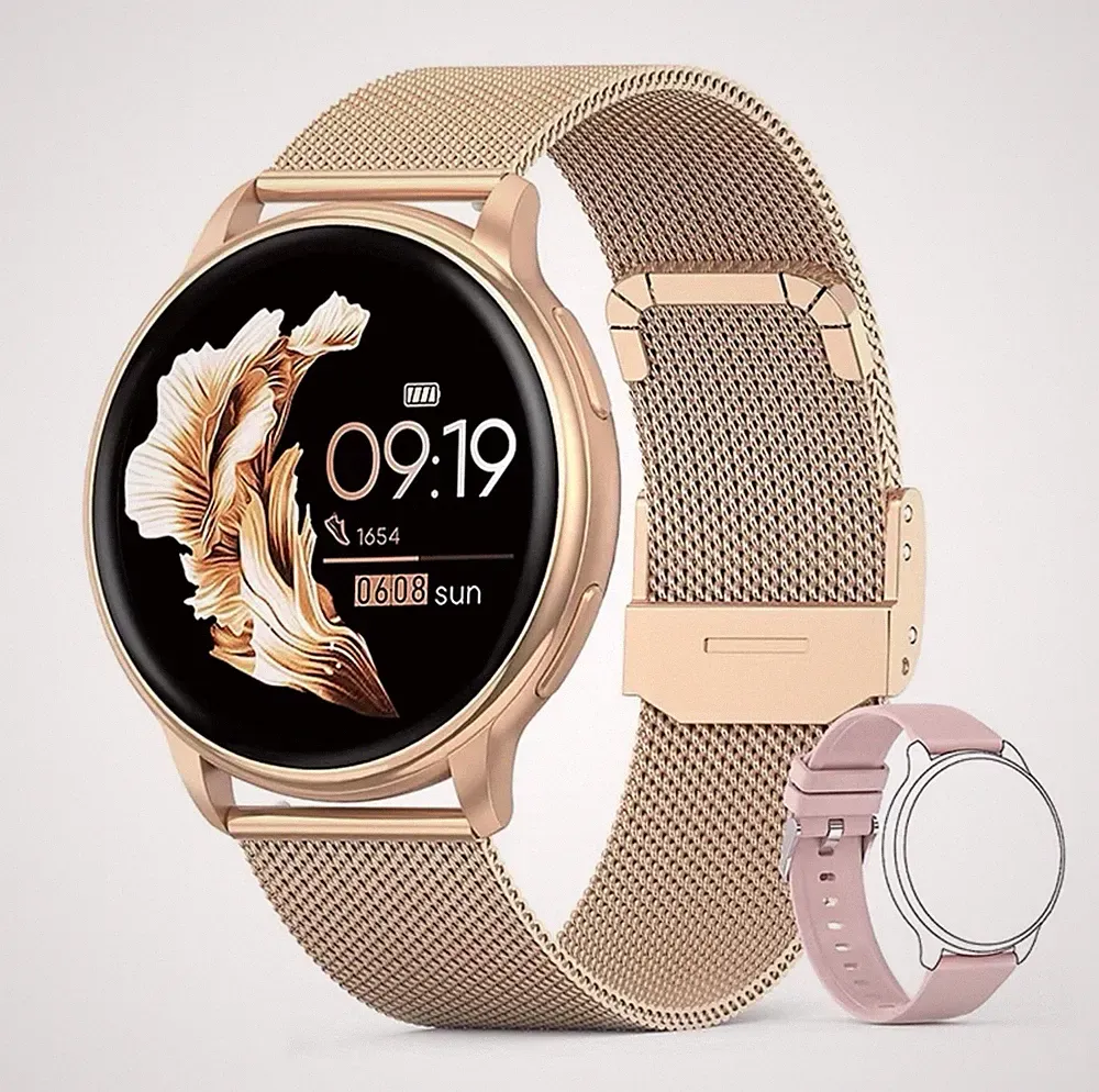 Damen Smartwatch, mit Bluetooth Telefon Anruf, iOS & Android Rosegold