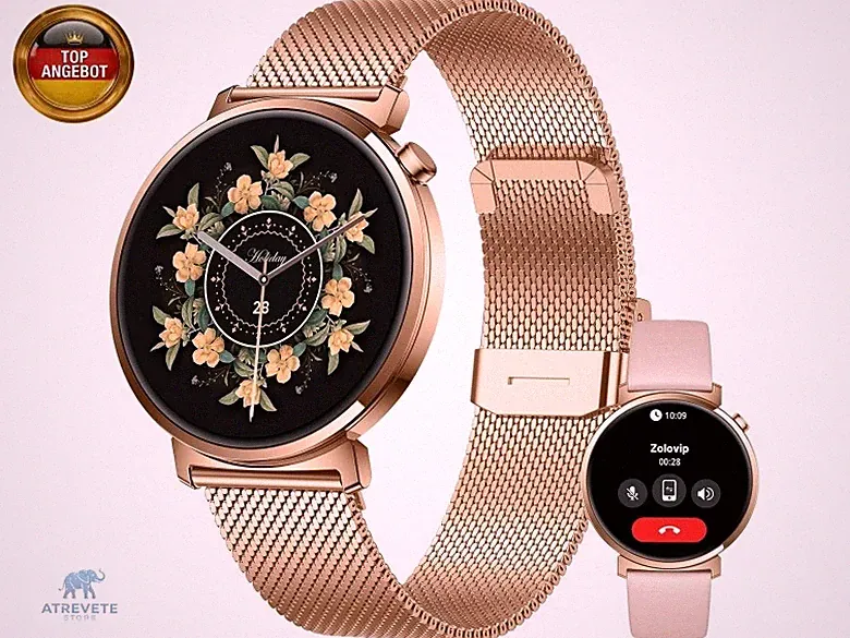 Roségoldene rosa runde Smartwatch