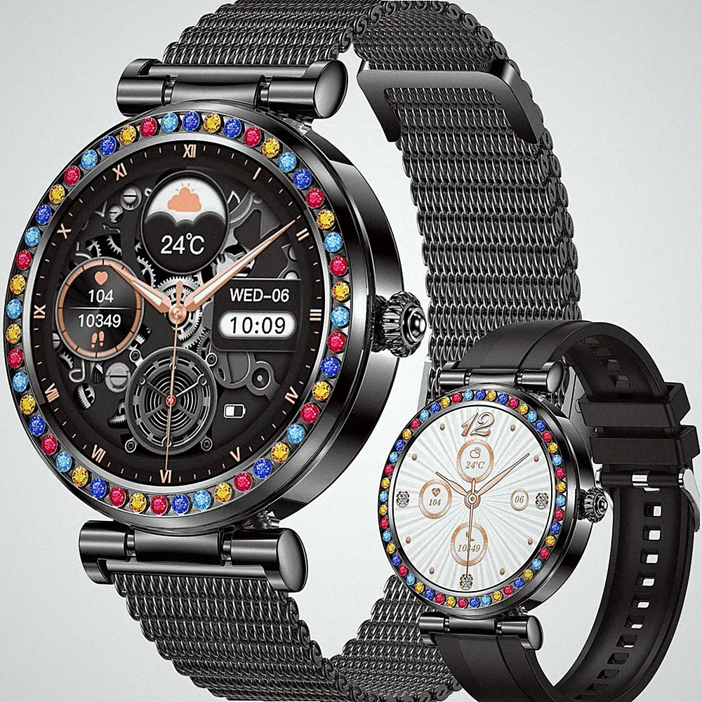 Damen-Smartwatch mit Telefonfunktion, 127" AMOLED, Fitness-Smartwatch 123