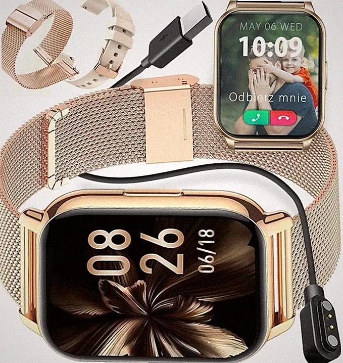 Damen-Smartwatch mit Telefonfunktion, Benachrichtigungen, Herzfrequenzmessung, S