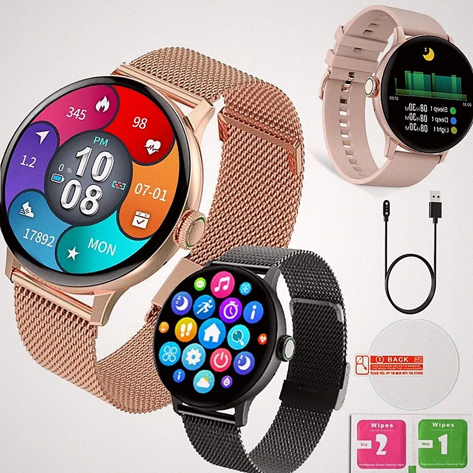 Damen-Smartwatch mit Telefonfunktion, HD-Touchdisplay 1,19 Zoll, Polnisches Menü