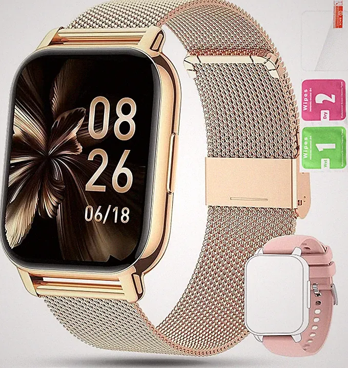 Damen-Smartwatch mit Telefonfunktion, polnischem Menü, Benachrichtigungen, Puls