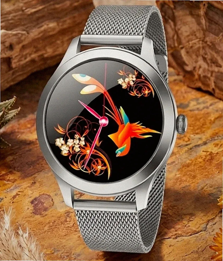 Damen Smartwatch Silber Fitness Tracker Edelstahl Milanaise Armband IP68 Touch