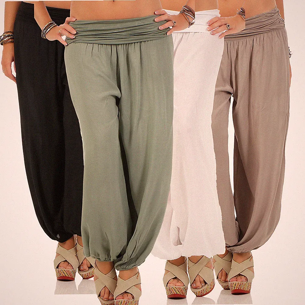 Damen Sommerhose Haremshose Pumphose Cargohose Aladinhose Strandhose Pluderhose