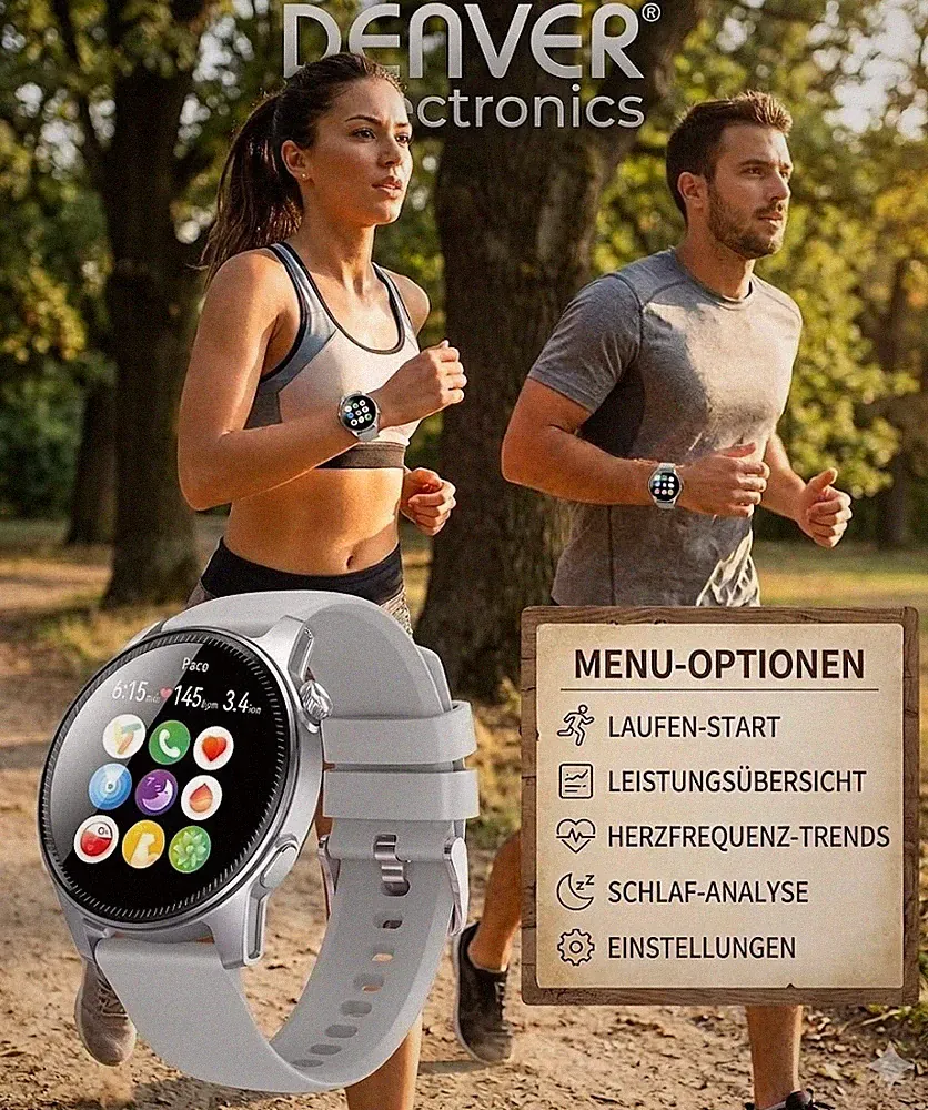 Denver SWC-392GR Smartwatch,IP67,Herzfrequenz,Blutdruck,Blutsauerstoffwert