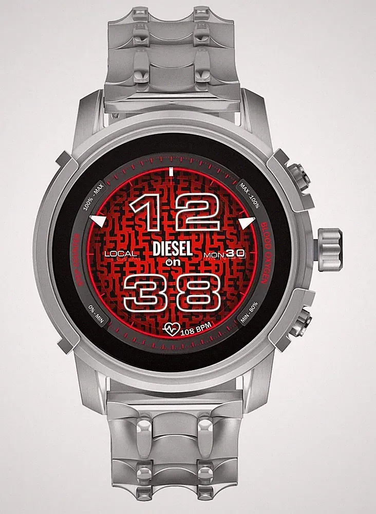 Diesel Smartwatch Herren mit Edelstahl Armband Silber DZT2040
