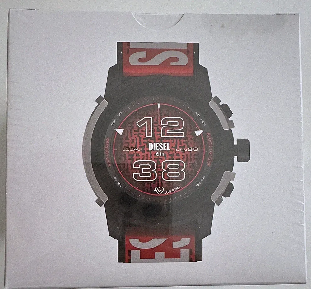 Diesel Smartwatch Herren mit Nylon Armband Rot/ Schwarz DZT2041