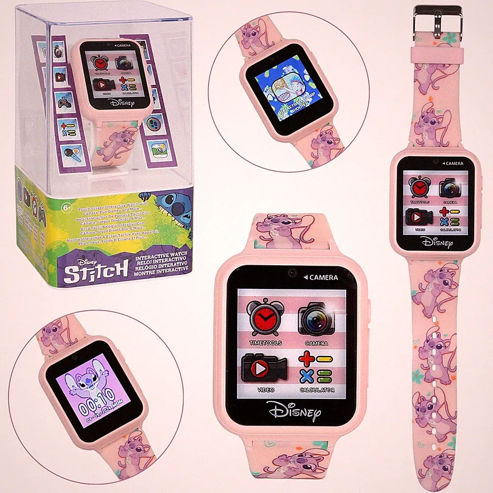 DISNEY Angel und Stitch Rosa Multifunktionsuhr, Kinder Smartwatch, interaktive
