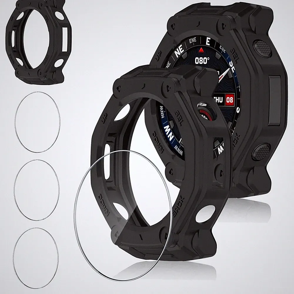 Displayschutz, Smartwatch Hülle, Schutzfolie, 9H, A-mazfit T-Rex 3 Pro, Schwarz