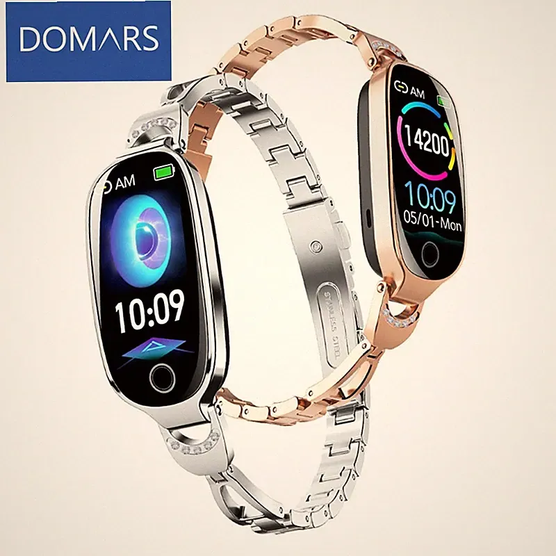 Domars Smartwatch Damen mit Erinnern Sportmodi Diamant Wasserdicht Schrittzähler