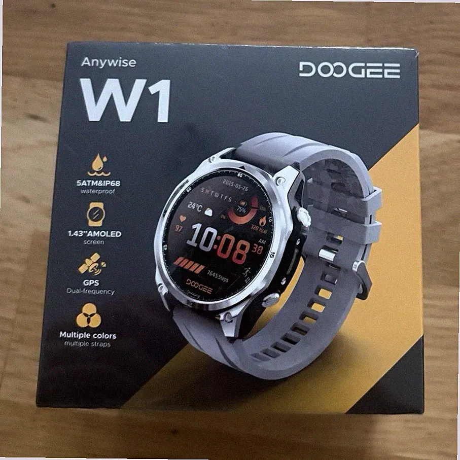 DOOGEE W1 Smartwatch 44 mm AMOLED GPS wasserdicht Silikonarmband Grau