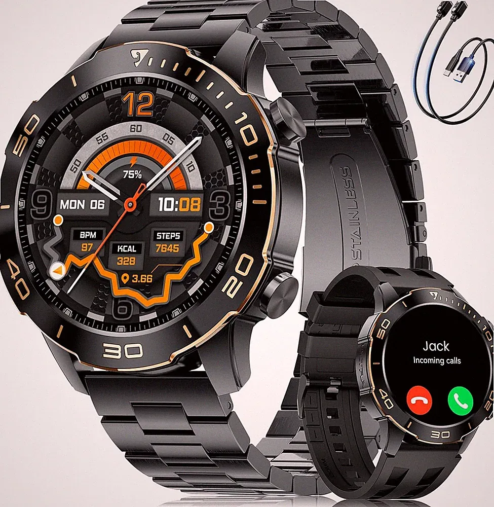 DREMAC Smartwatch Herren Luxus 40Mm,Robustes Aluminium,Amoled-Display,800Mah Akk