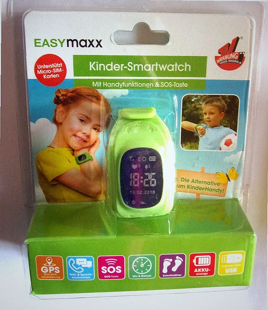 EASYMAXX KINDER-SMARTWATCH - GPS Text - SMS - SOS - Schrittzähler - grün