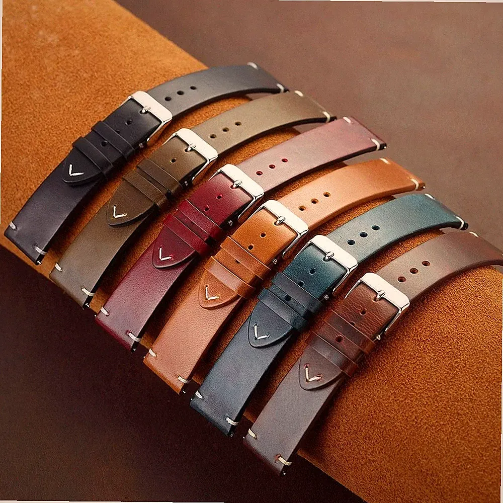 Echtes Leder Lederarmband 20mm. Schnellverschlussgurt Armband Smartwatch
