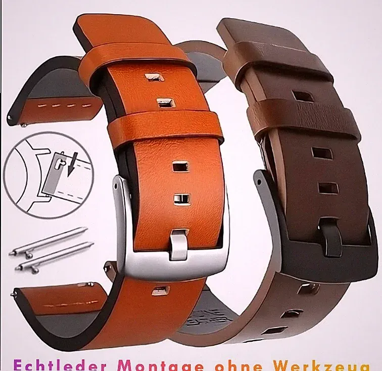 Echtleder Universell Ersatzband Armbanduhr Lederarmband 18 mm 20 mm 22 mm 24 mm