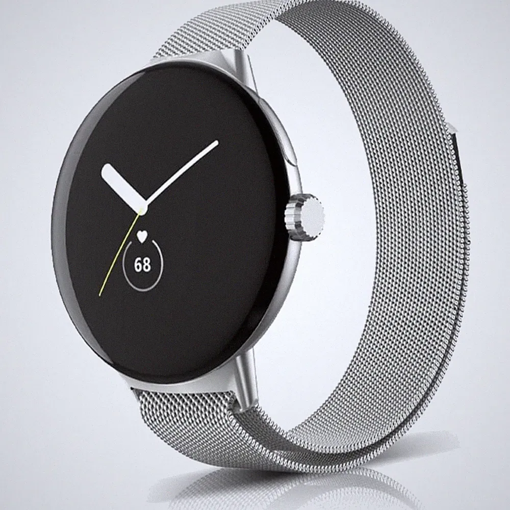 Edelstahl Armband für Google Pixel Watch 4/3/2/1 41mm Magnetverschluss Silber