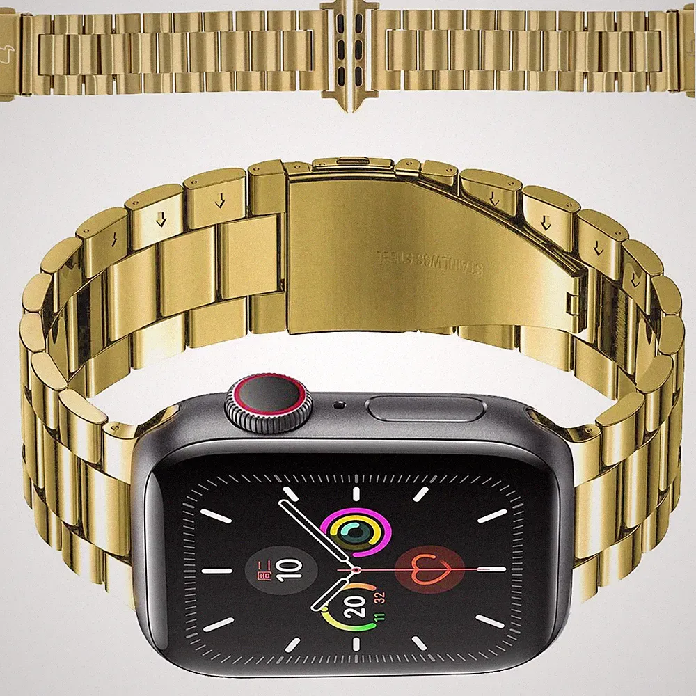 Edelstahl Armband für Smart Watch 49/46/45/44/42 mm Bizon Uhrarmbänd Bänd Gold