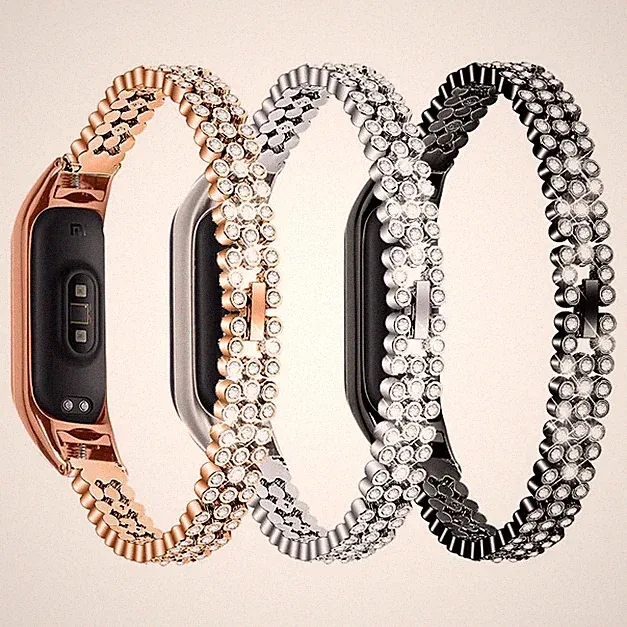Edelstahl Armband für Xiaomi Mi Band 7 Smartwatch Ersatz Strass Damen