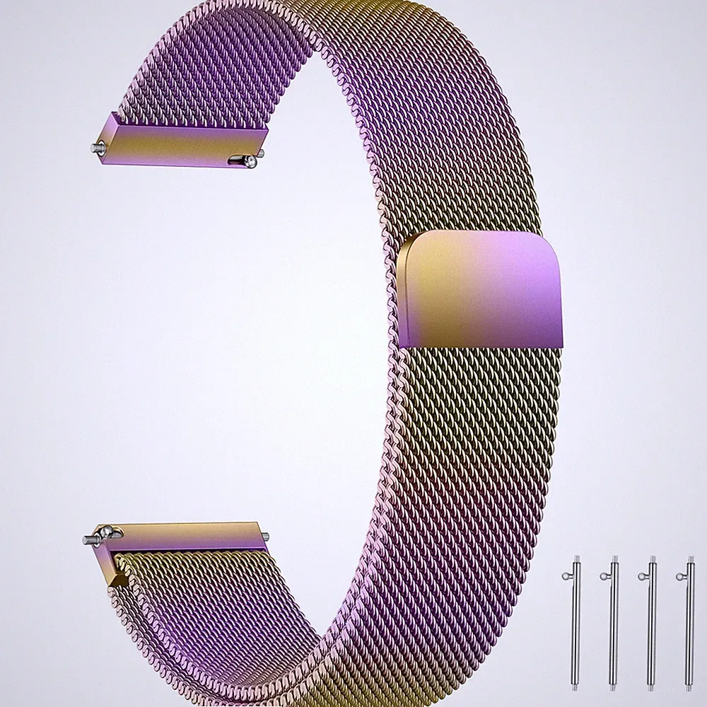 Edelstahl Mesh Uhrenarmband 22mm Magnetverschluss für Smartwatch Damen Herren