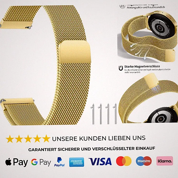 Edelstahl Mesh Uhrenarmband Magnetverschluss Smartwatch Ersatzband Damen Herren