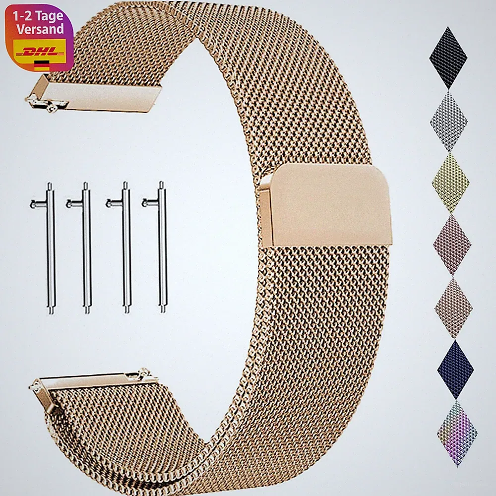 Edelstahl Mesh Uhrenarmband mit Magnetverschluss 20mm für Smartwatch Damen